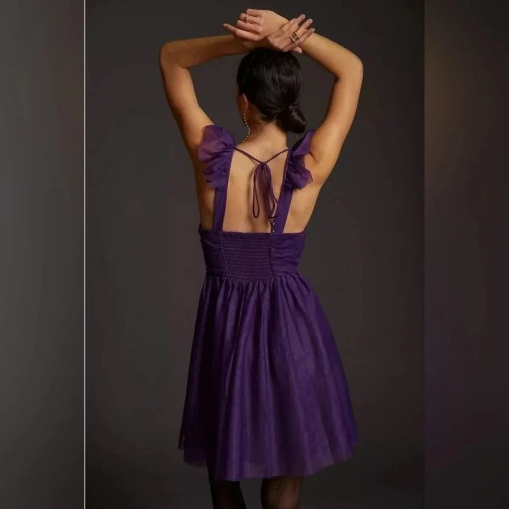 Anthropologie - Maeve‎ Ruffled Tulle Mini Dress size XS - Picture 3 of 14